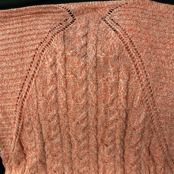 Express Dolman Hi-Low 3/4 sleeve Cable Knit V-Neck Sweater - Picture 12 of 15